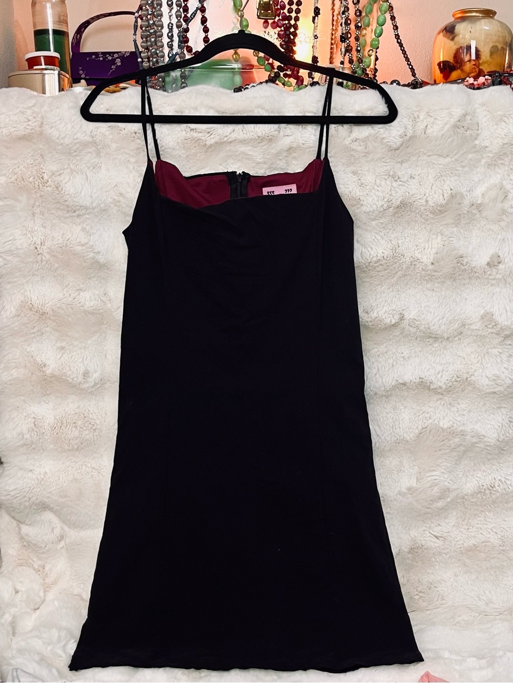 UNIF Yin Dress Black Burgundy Lined Square Neck Y2K Grunge Mini Medium EUC